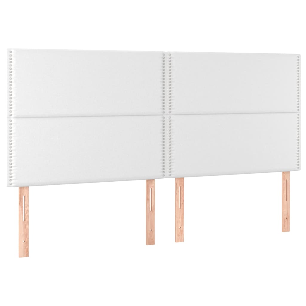 sengeramme med sengegavl 200x200 cm kunstlæder hvid