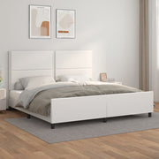 sengeramme med sengegavl 200x200 cm kunstlæder hvid