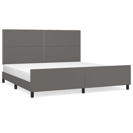 sengeramme med sengegavl 200x200 cm kunstlæder grå