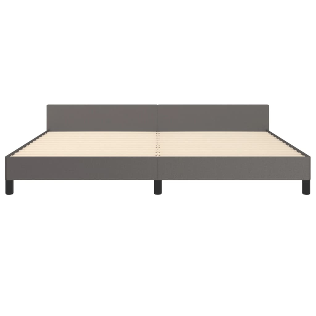 sengeramme med sengegavl 200x200 cm kunstlæder grå