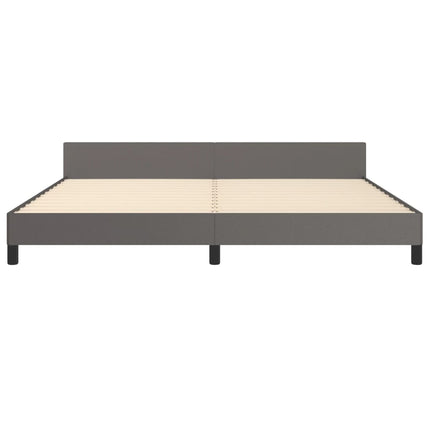 sengeramme med sengegavl 200x200 cm kunstlæder grå