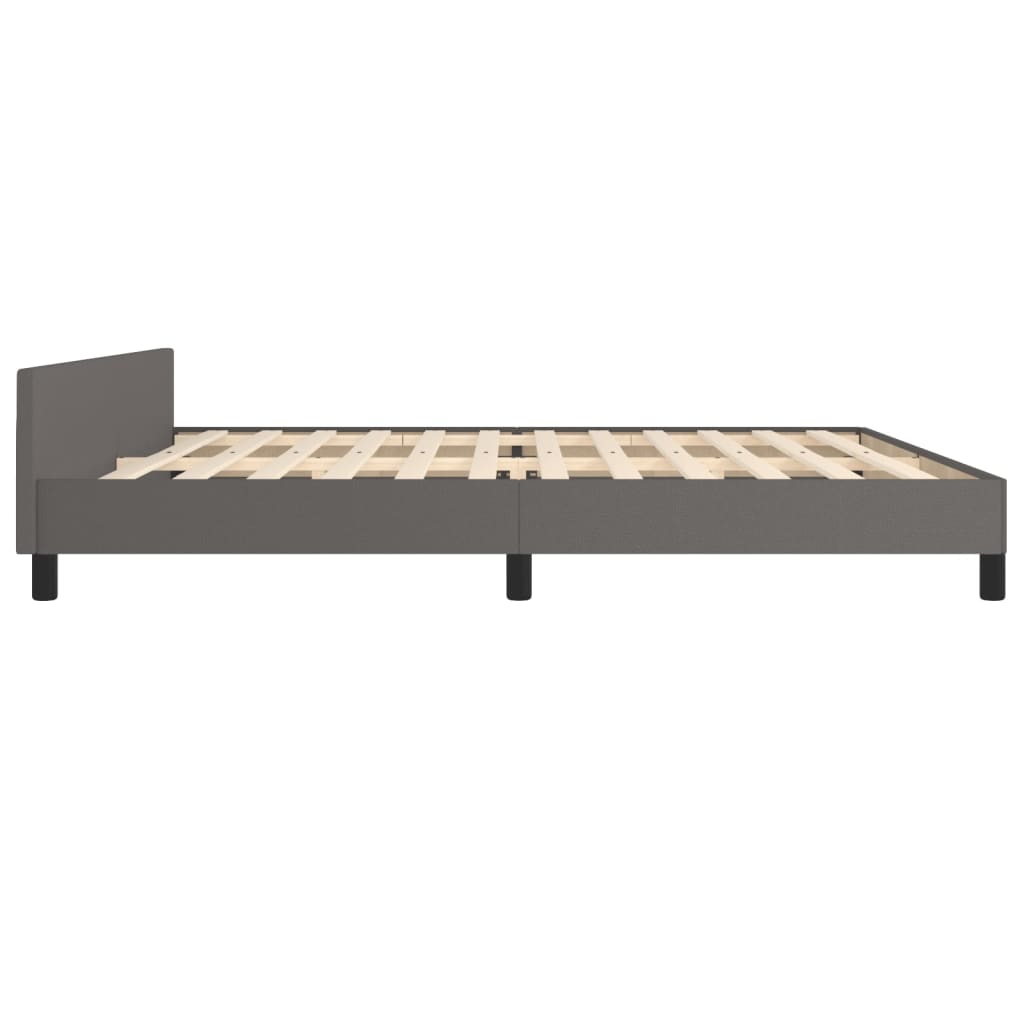 sengeramme med sengegavl 200x200 cm kunstlæder grå