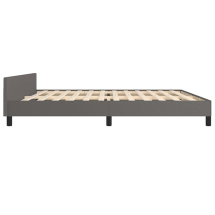 sengeramme med sengegavl 200x200 cm kunstlæder grå