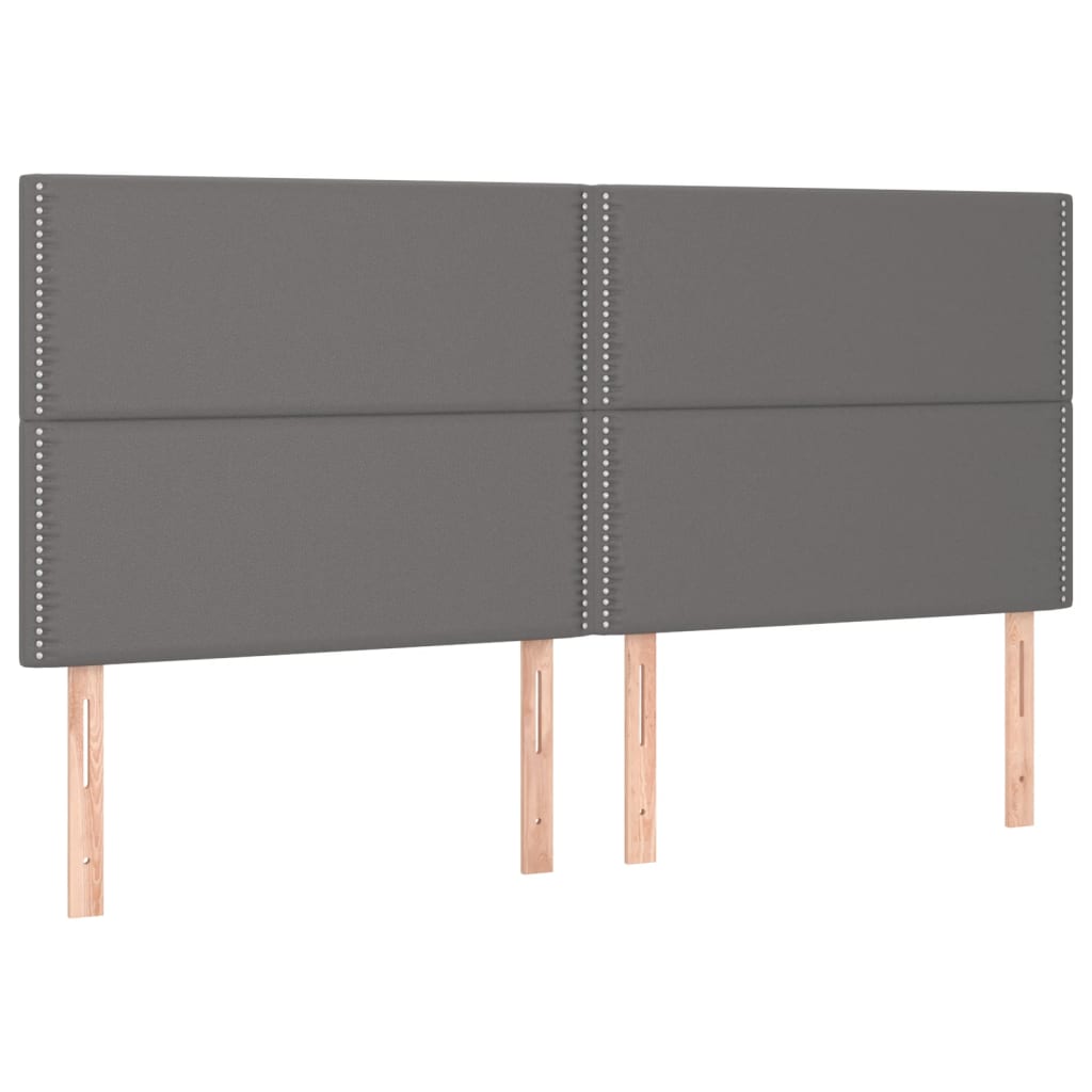 sengeramme med sengegavl 200x200 cm kunstlæder grå