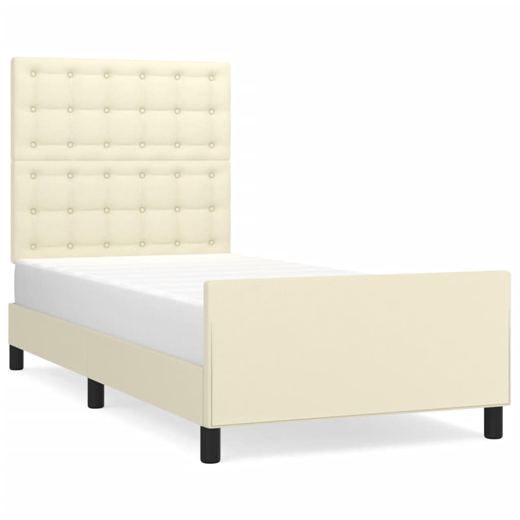 sengeramme med sengegavl 80x200 cm kunstlæder cremefarvet