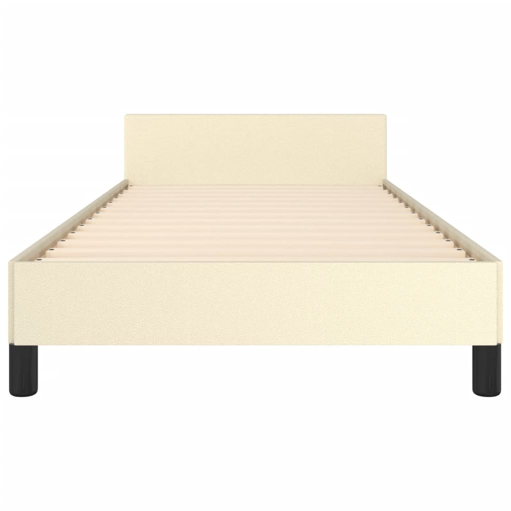 sengeramme med sengegavl 80x200 cm kunstlæder cremefarvet
