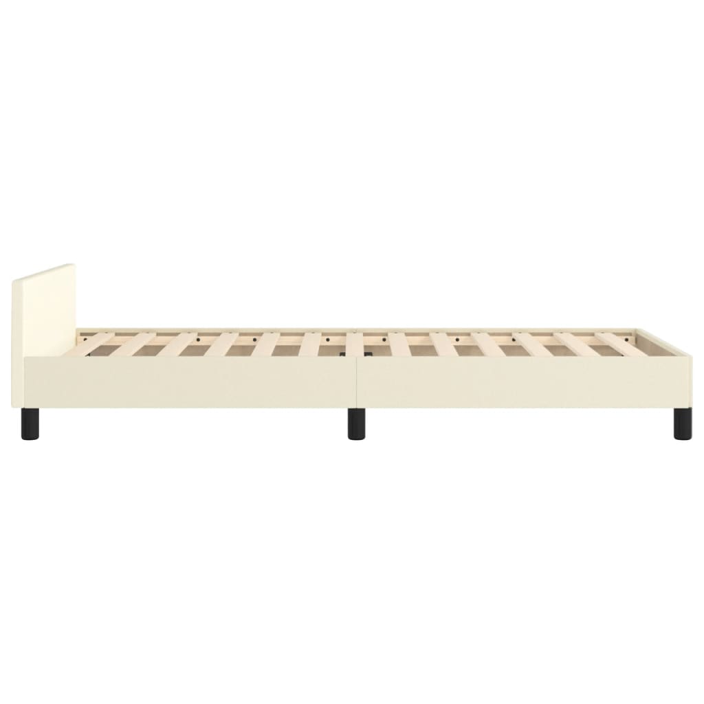 sengeramme med sengegavl 80x200 cm kunstlæder cremefarvet