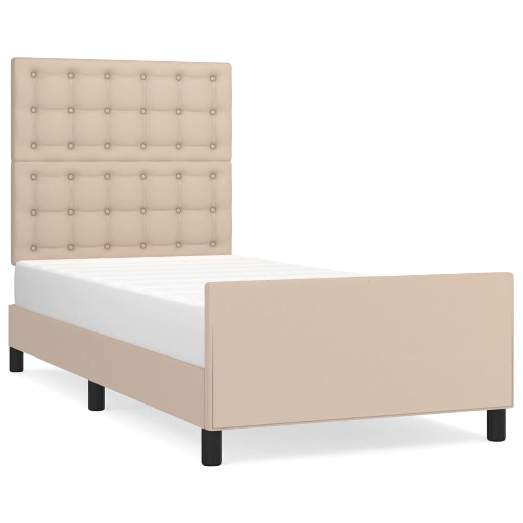 sengeramme med sengegavl 80x200 cm kunstlæder cappuccinofarvet