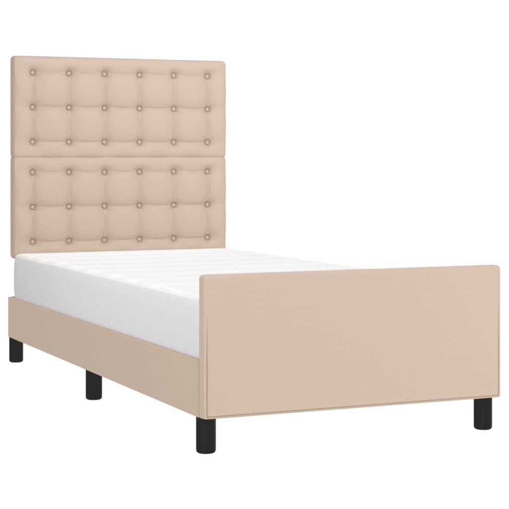 sengeramme med sengegavl 80x200 cm kunstlæder cappuccinofarvet