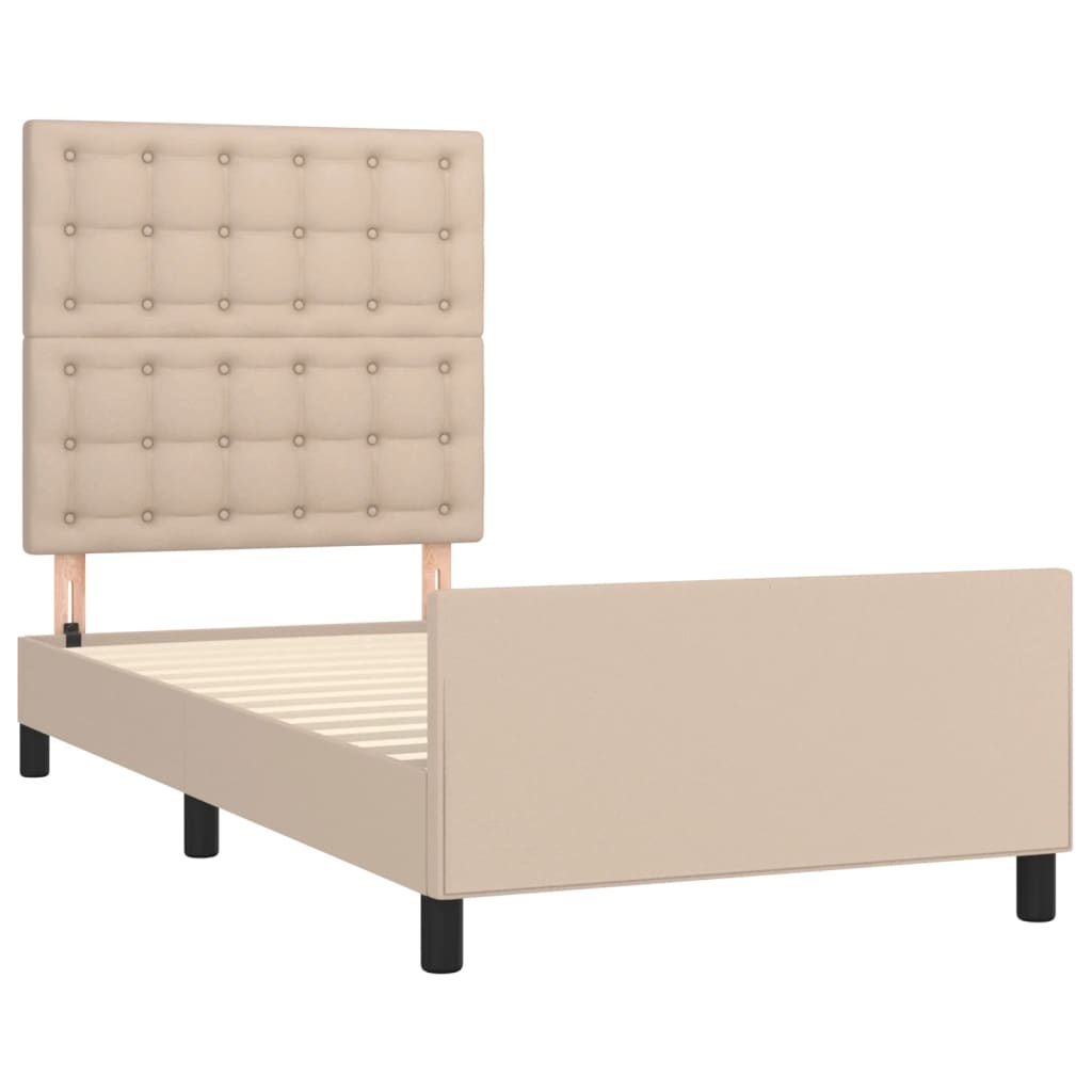 sengeramme med sengegavl 80x200 cm kunstlæder cappuccinofarvet