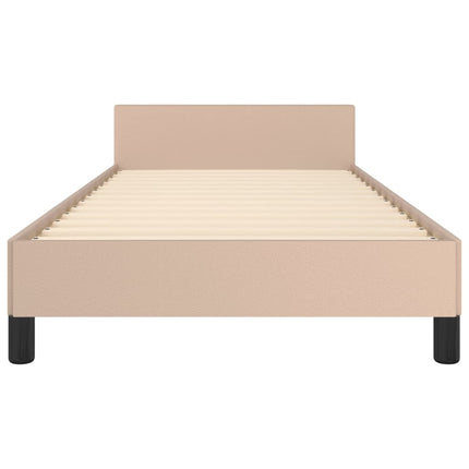sengeramme med sengegavl 80x200 cm kunstlæder cappuccinofarvet