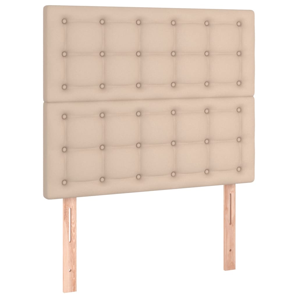 sengeramme med sengegavl 80x200 cm kunstlæder cappuccinofarvet