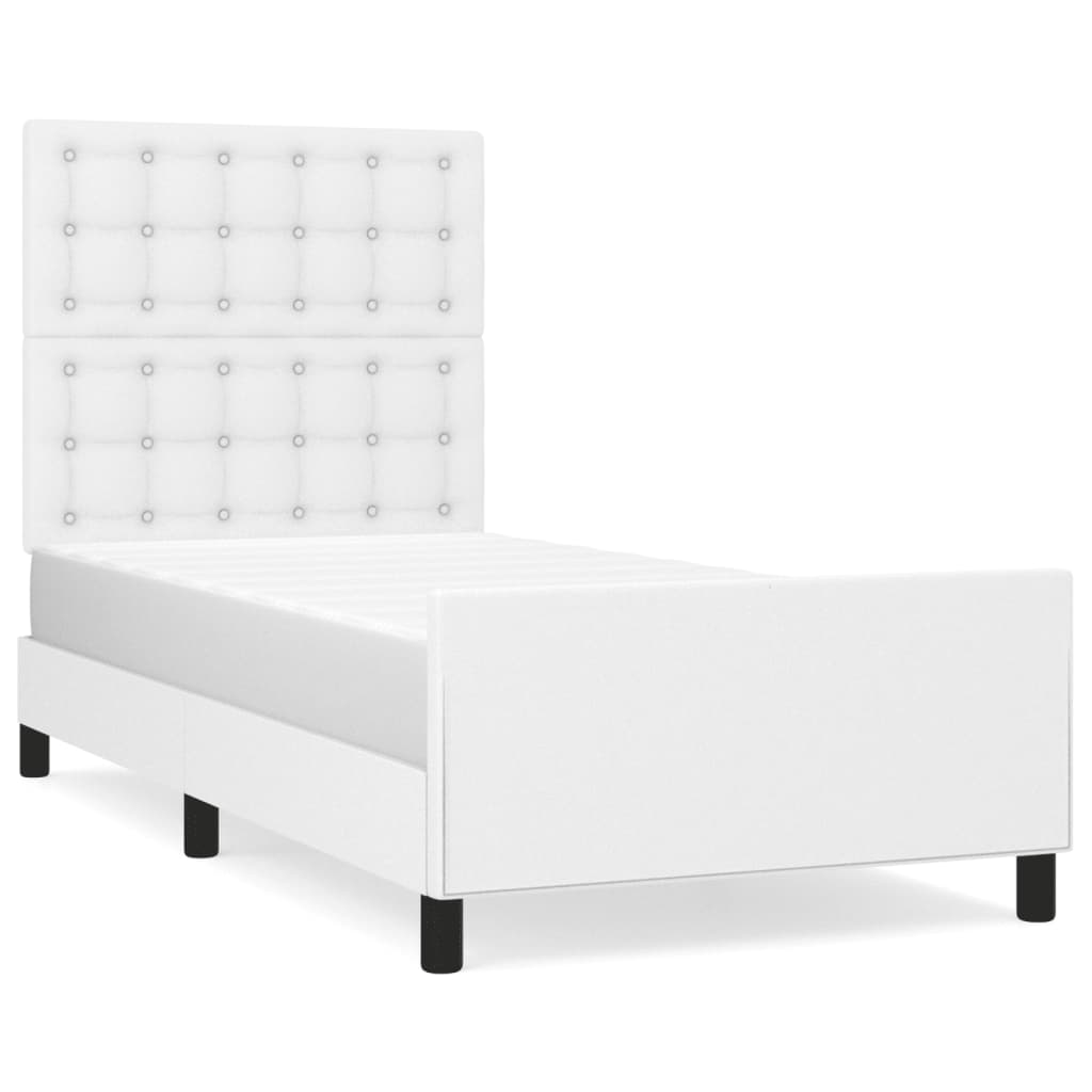 sengeramme med sengegavl 90x190 cm kunstlæder hvid