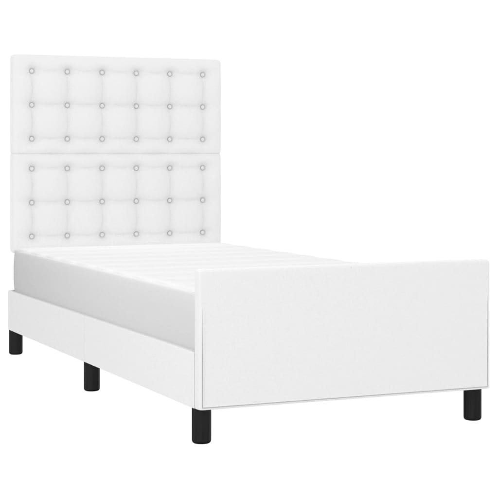 sengeramme med sengegavl 90x190 cm kunstlæder hvid