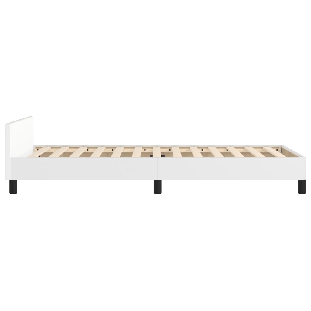 sengeramme med sengegavl 90x190 cm kunstlæder hvid