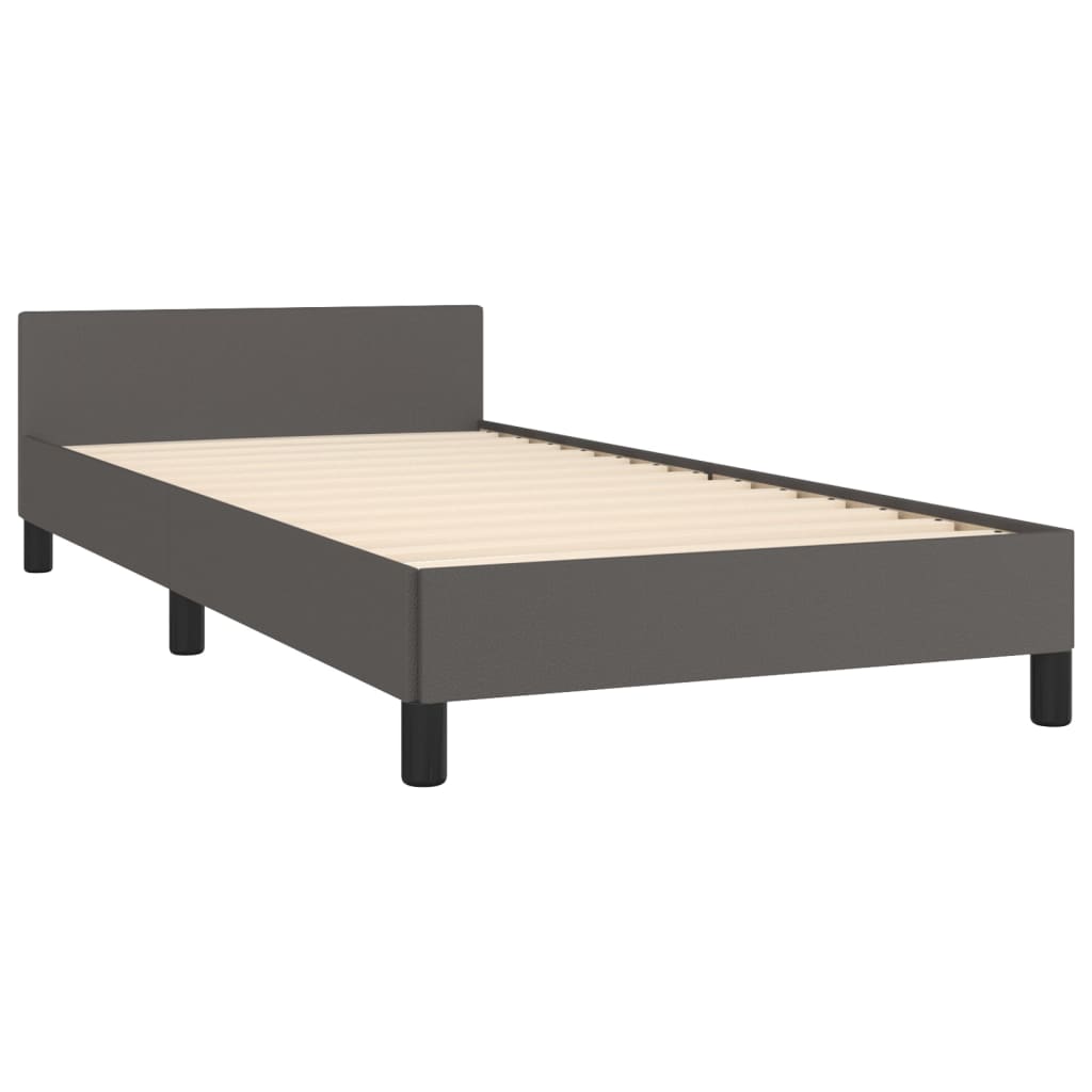 sengeramme med sengegavl 90x190 cm kunstlæder grå