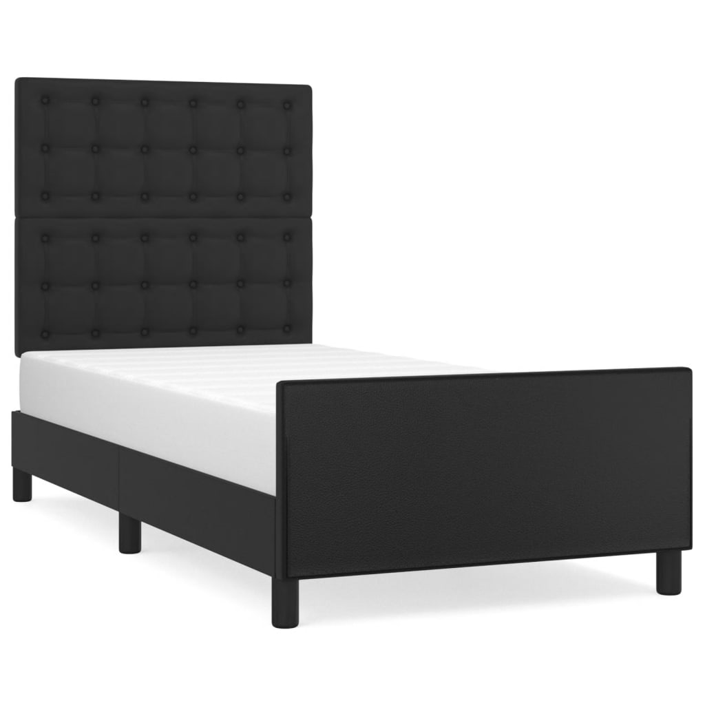 sengeramme med sengegavl 90x200 cm kunstlæder sort