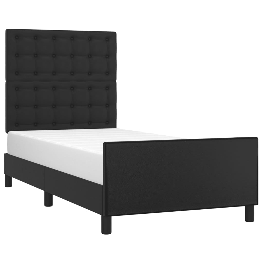 sengeramme med sengegavl 90x200 cm kunstlæder sort