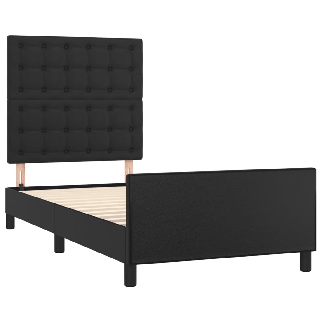 sengeramme med sengegavl 90x200 cm kunstlæder sort