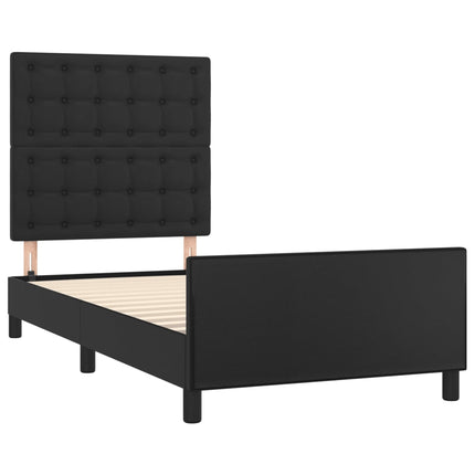 sengeramme med sengegavl 90x200 cm kunstlæder sort