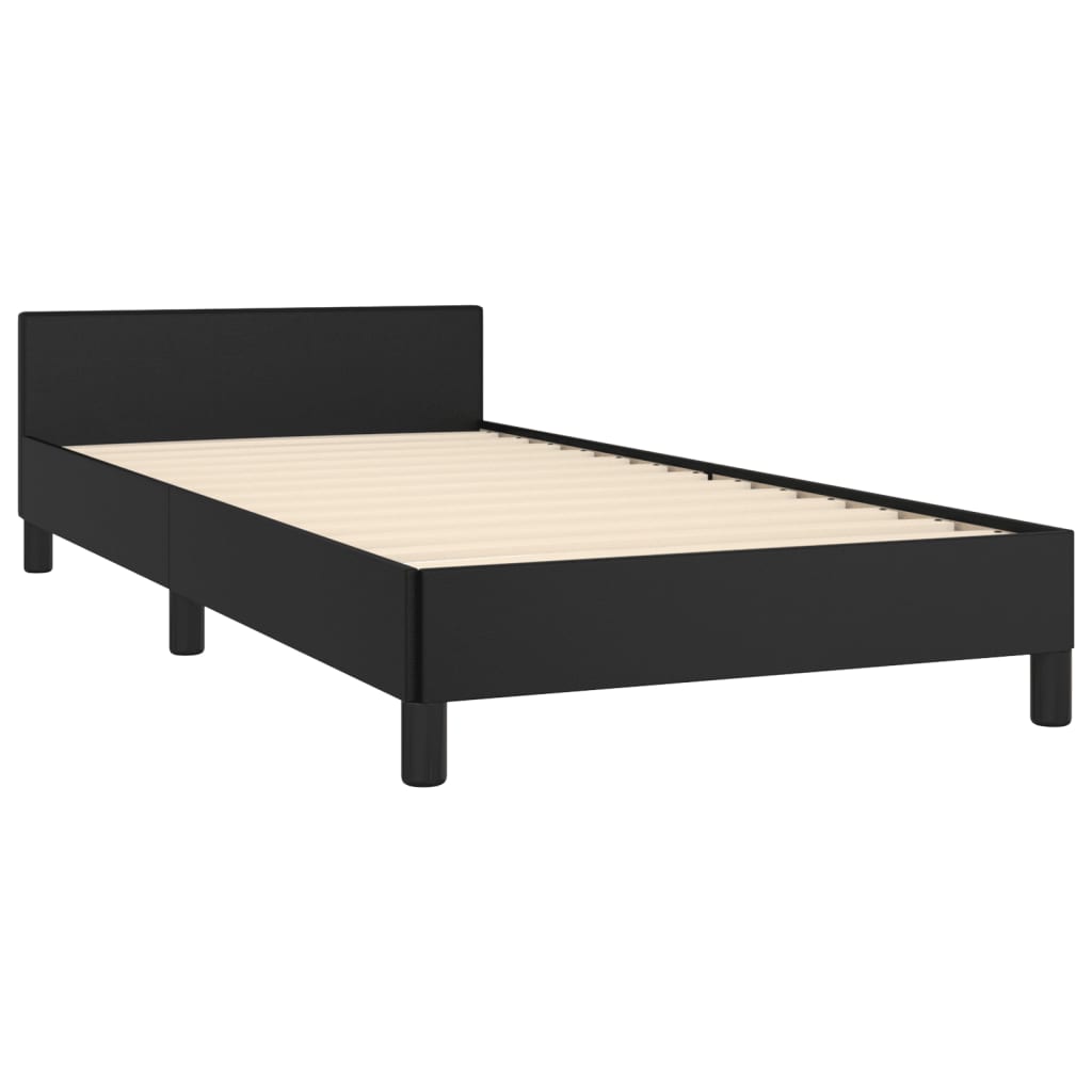 sengeramme med sengegavl 90x200 cm kunstlæder sort