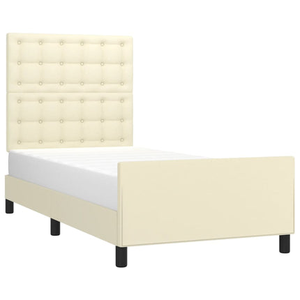 sengeramme med sengegavl 90x200 cm kunstlæder cremefarvet