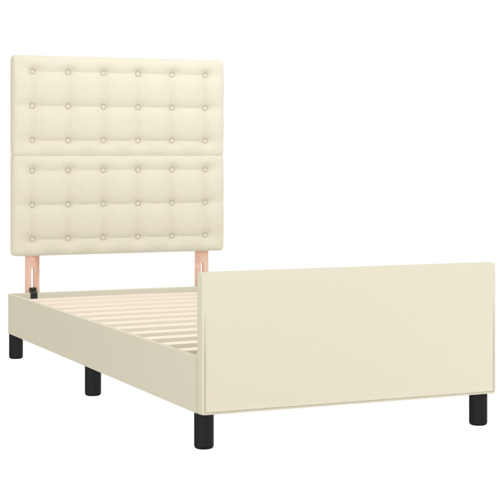 sengeramme med sengegavl 90x200 cm kunstlæder cremefarvet