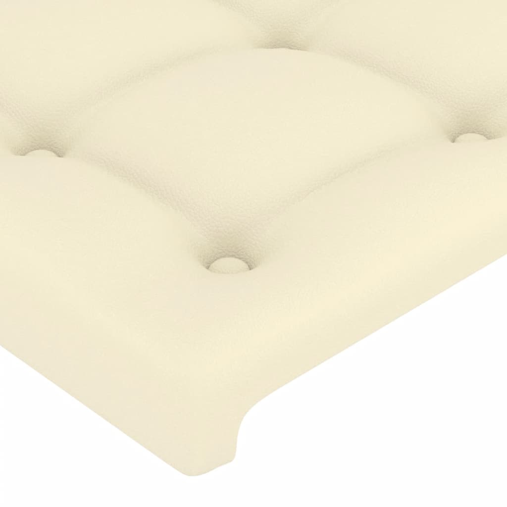 sengeramme med sengegavl 90x200 cm kunstlæder cremefarvet
