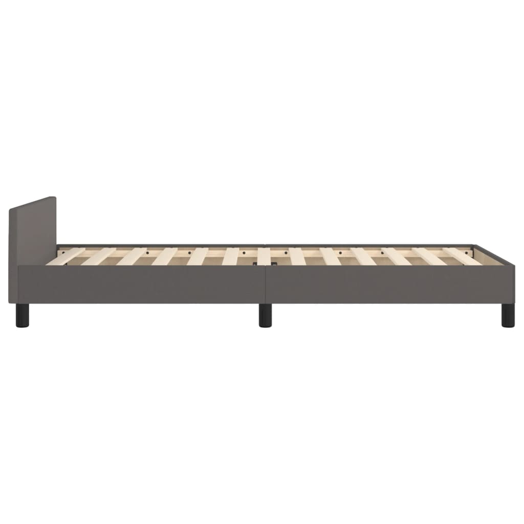sengeramme med sengegavl 90x200 cm kunstlæder grå
