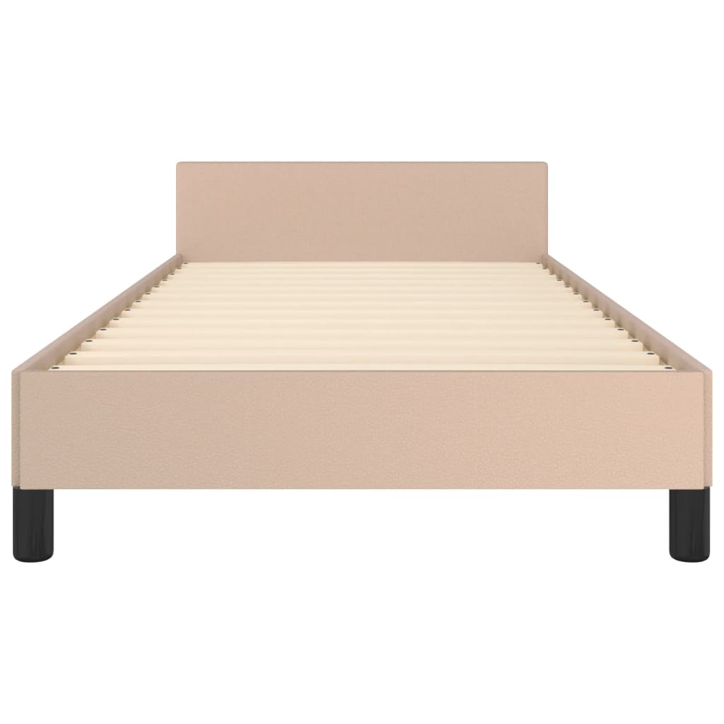 sengeramme med sengegavl 90x200 cm kunstlæder cappuccinofarvet