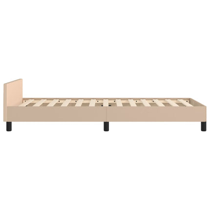 sengeramme med sengegavl 90x200 cm kunstlæder cappuccinofarvet