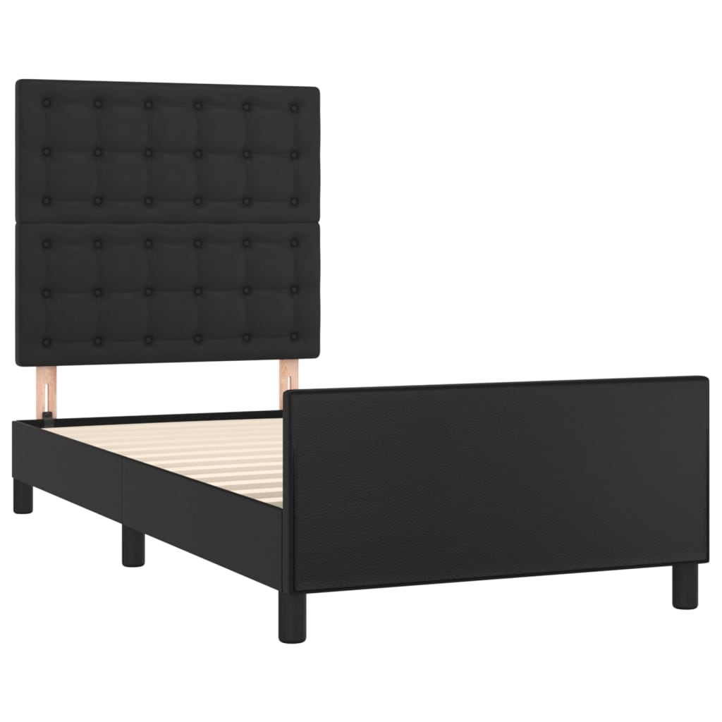 sengeramme med sengegavl 100x200 cm kunstlæder sort
