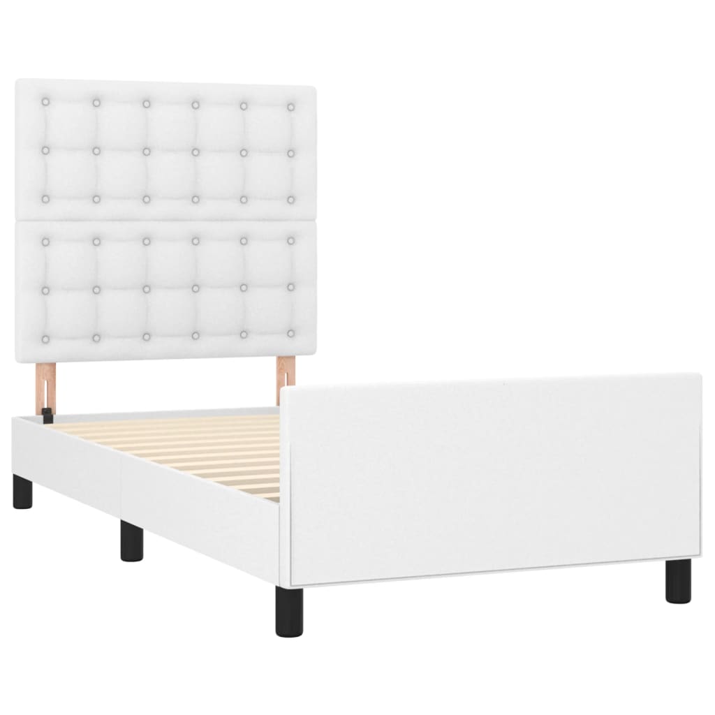 sengeramme med sengegavl 100x200 cm kunstlæder hvid