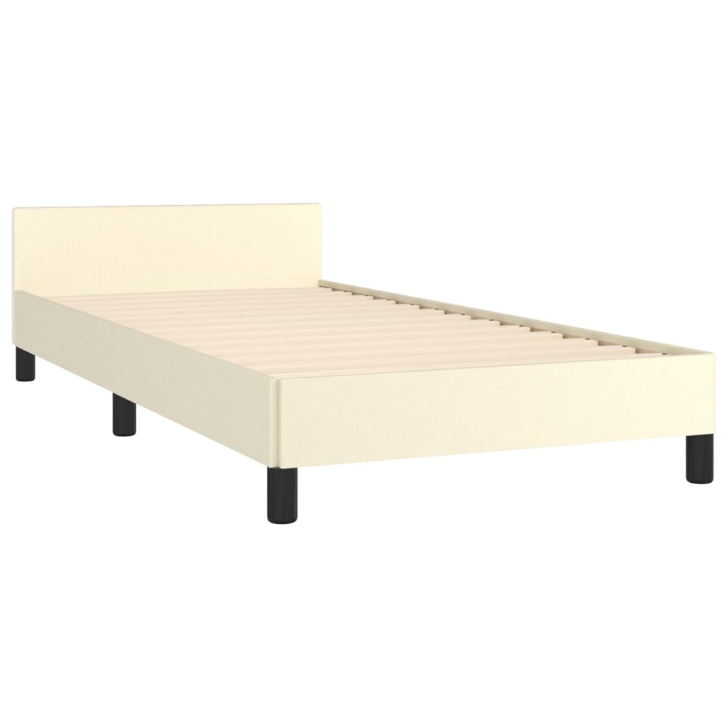 sengeramme med sengegavl 100x200 cm kunstlæder cremefarvet