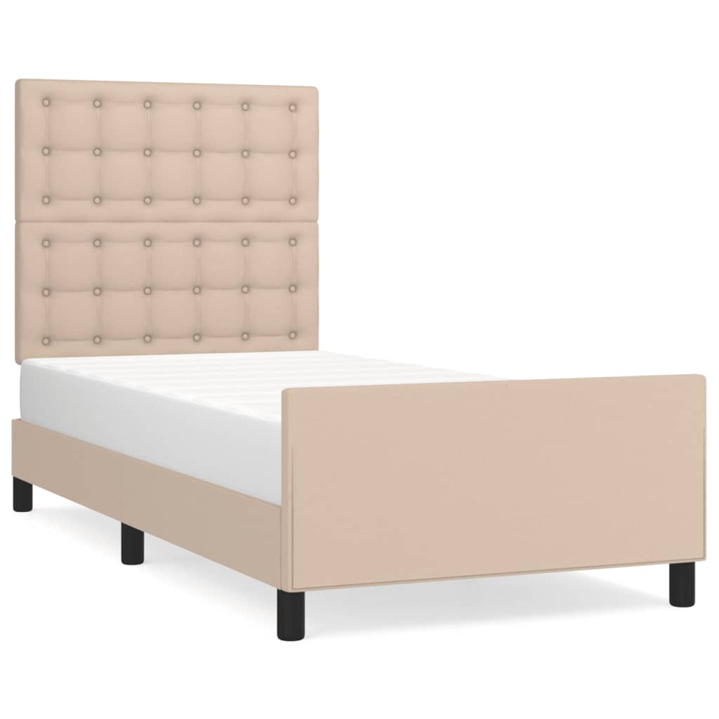 sengeramme med sengegavl 100x200 cm kunstlæder cappuccinofarvet