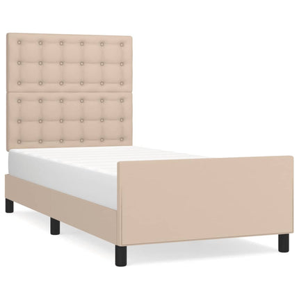 sengeramme med sengegavl 100x200 cm kunstlæder cappuccinofarvet