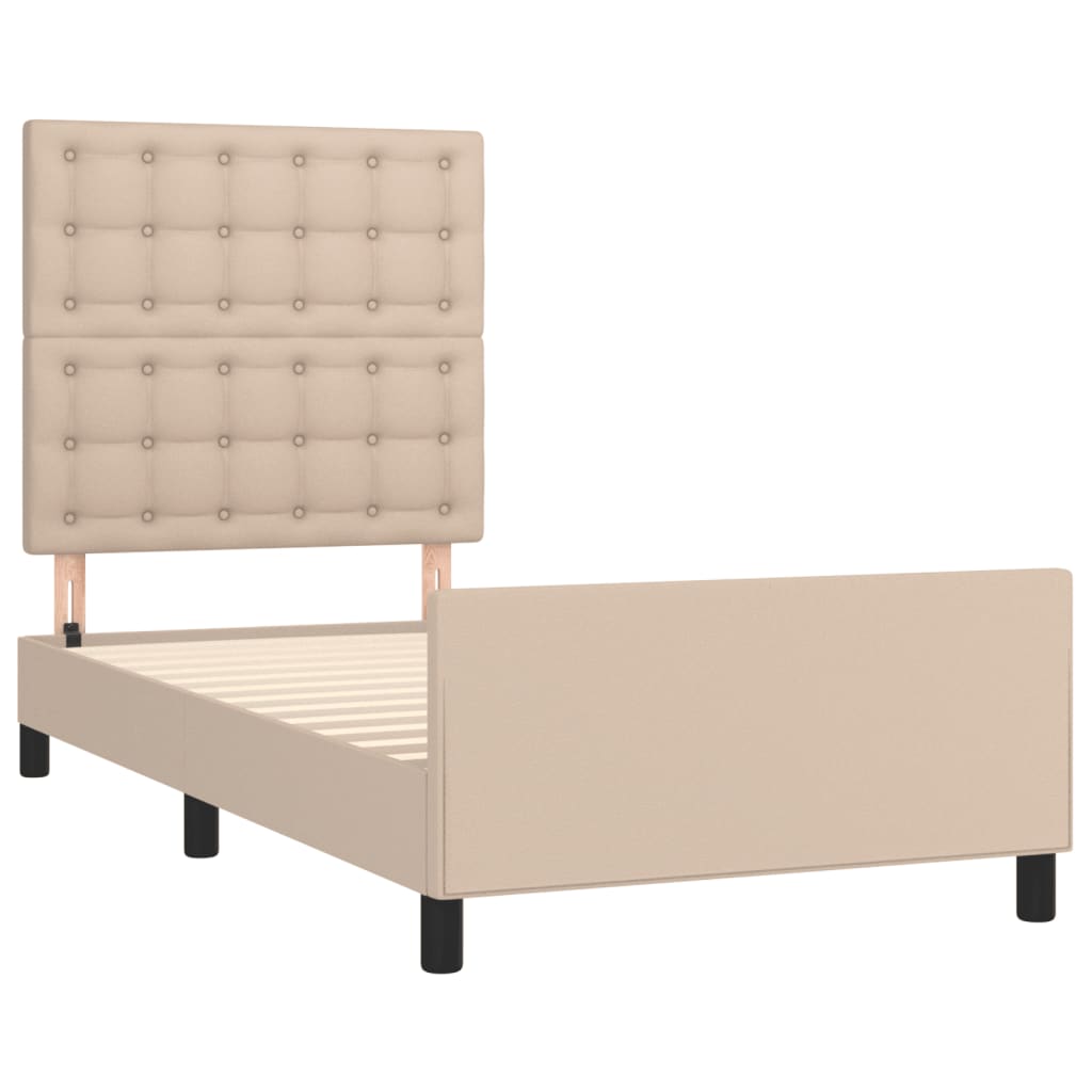 sengeramme med sengegavl 100x200 cm kunstlæder cappuccinofarvet