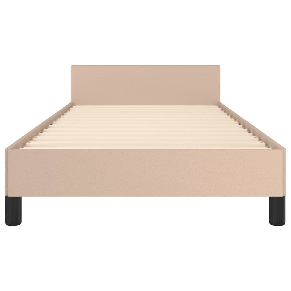 sengeramme med sengegavl 100x200 cm kunstlæder cappuccinofarvet