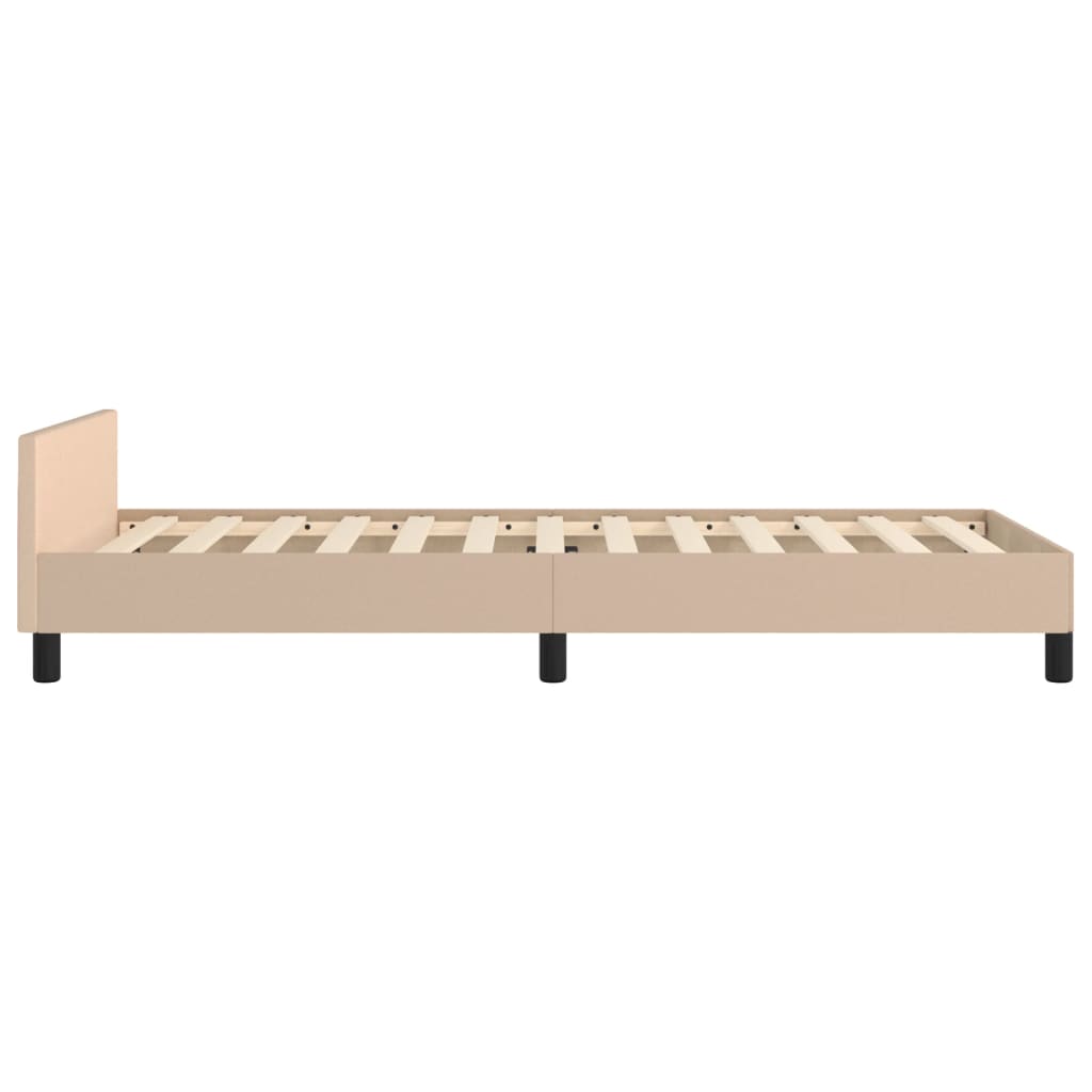 sengeramme med sengegavl 100x200 cm kunstlæder cappuccinofarvet