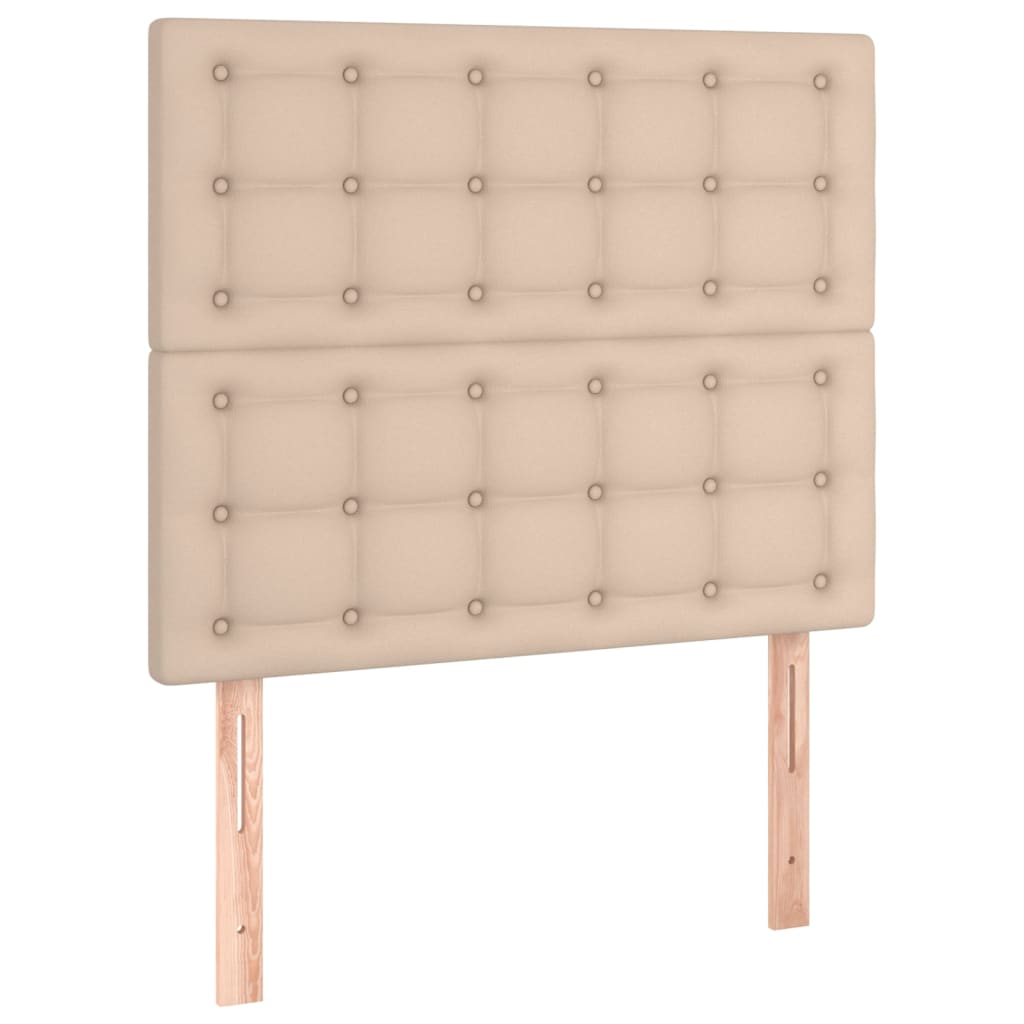 sengeramme med sengegavl 100x200 cm kunstlæder cappuccinofarvet