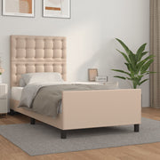 sengeramme med sengegavl 100x200 cm kunstlæder cappuccinofarvet
