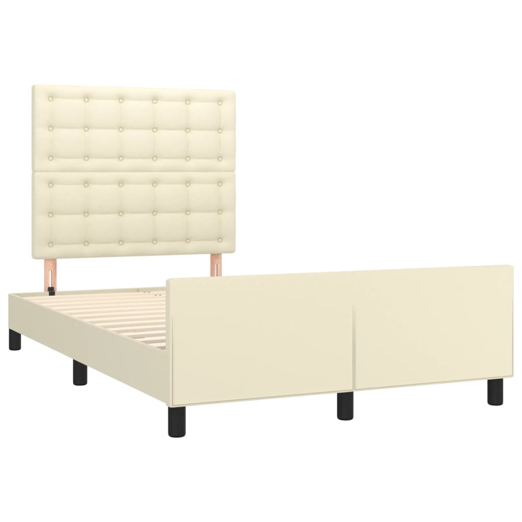 sengeramme med sengegavl 120x200 cm kunstlæder cremefarvet