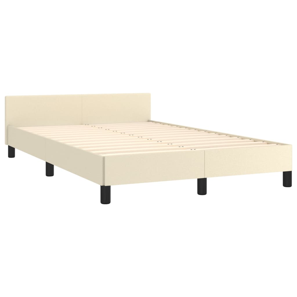 sengeramme med sengegavl 120x200 cm kunstlæder cremefarvet