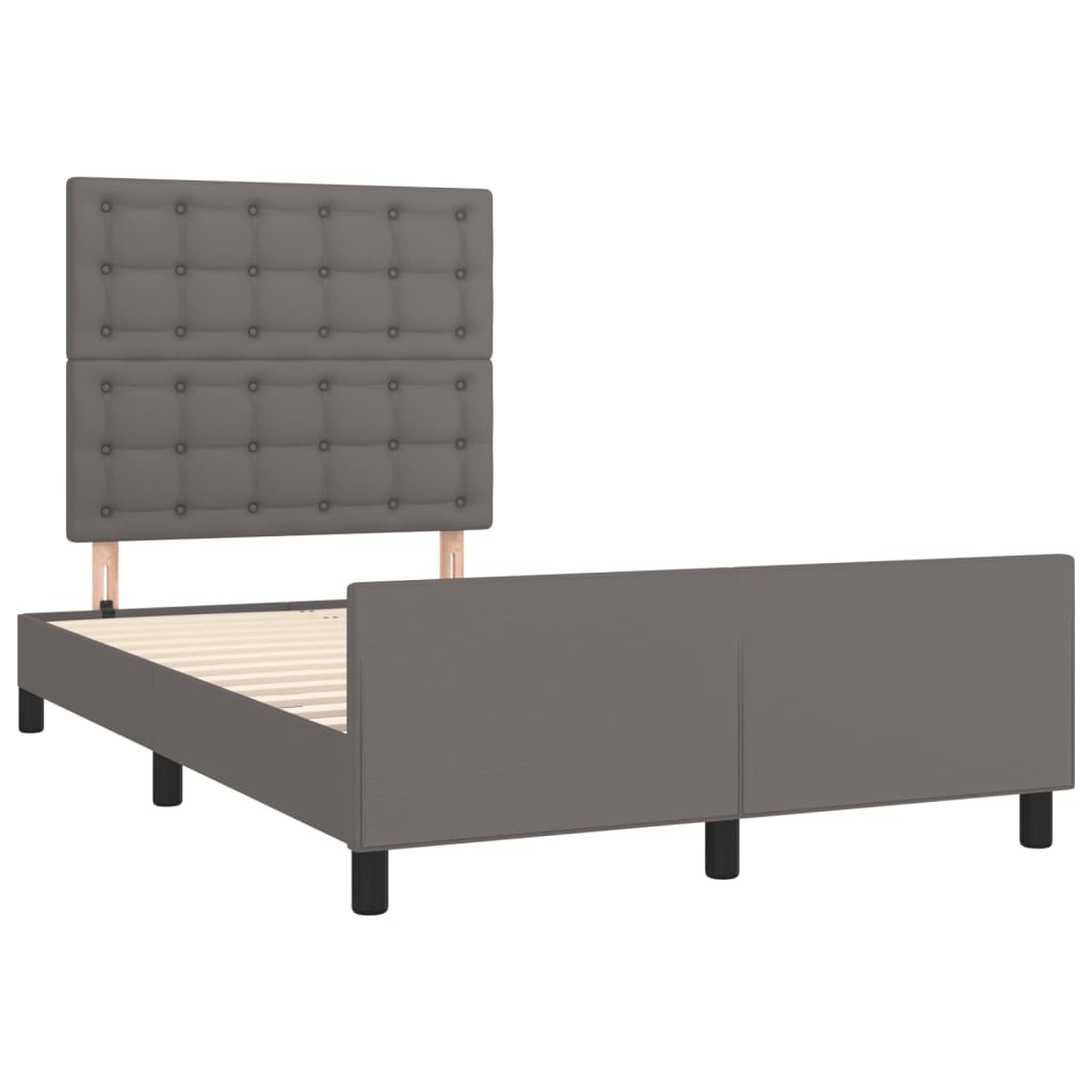 sengeramme med sengegavl 120x200 cm kunstlæder grå