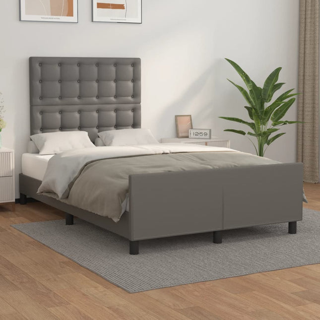 sengeramme med sengegavl 120x200 cm kunstlæder grå