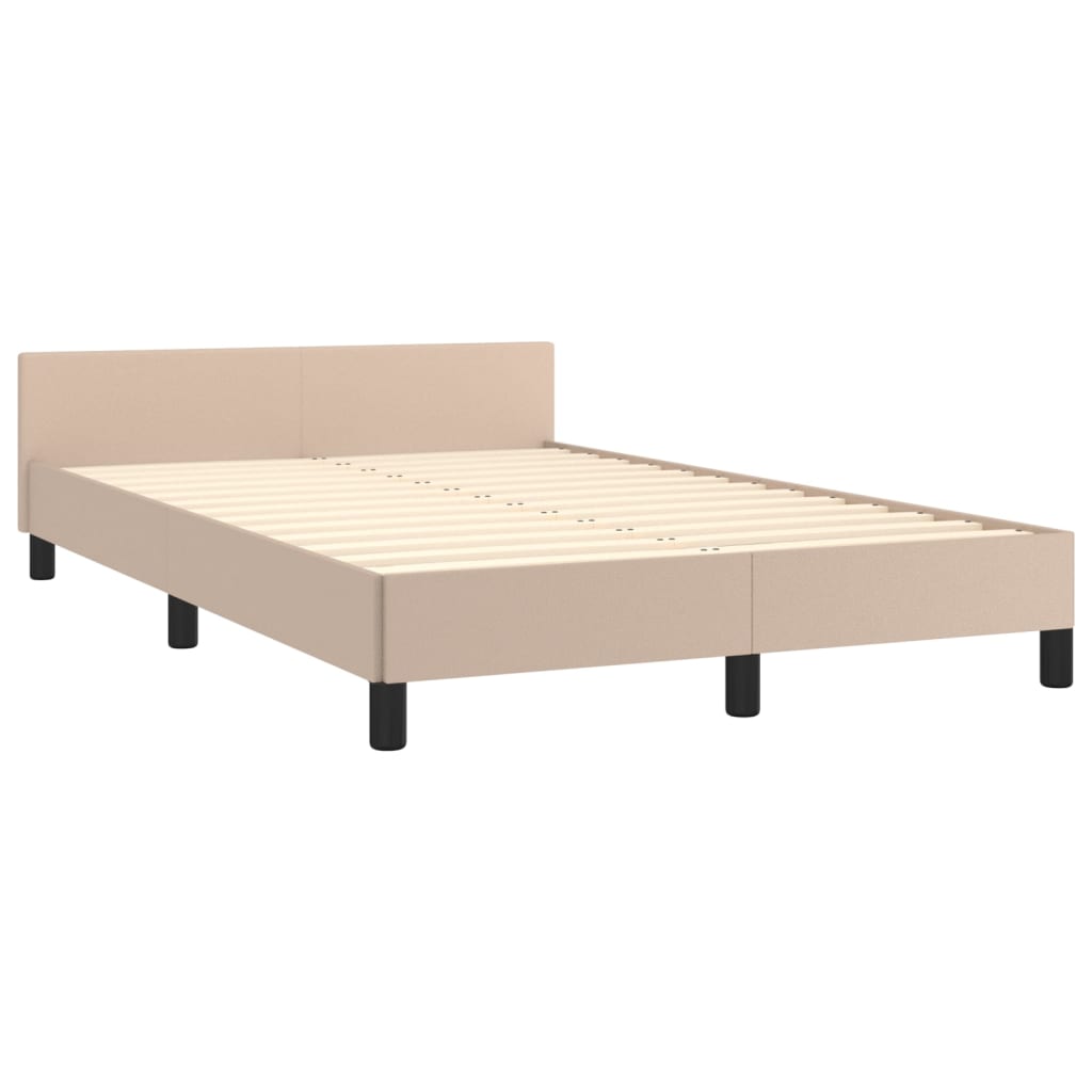 sengeramme med sengegavl 120x200 cm kunstlæder cappuccinofarvet