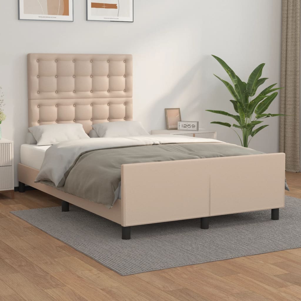 sengeramme med sengegavl 120x200 cm kunstlæder cappuccinofarvet