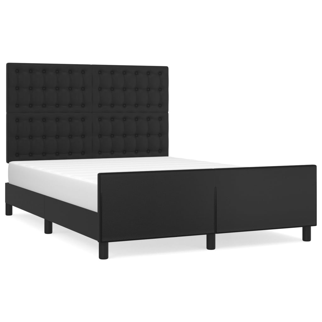 sengeramme med sengegavl 140x190 cm kunstlæder sort