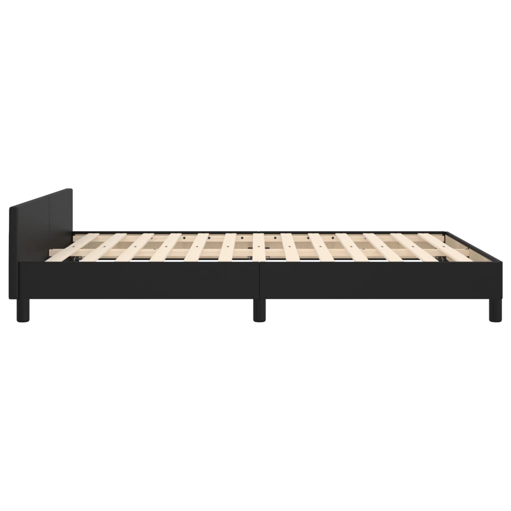 sengeramme med sengegavl 140x190 cm kunstlæder sort