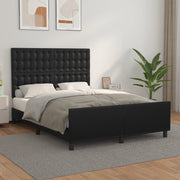 sengeramme med sengegavl 140x190 cm kunstlæder sort